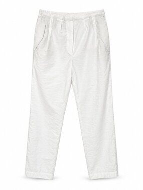 Brunello Cucinelli White Cotton Blend Drawstring Pants IT 44 US 8 Made Italy